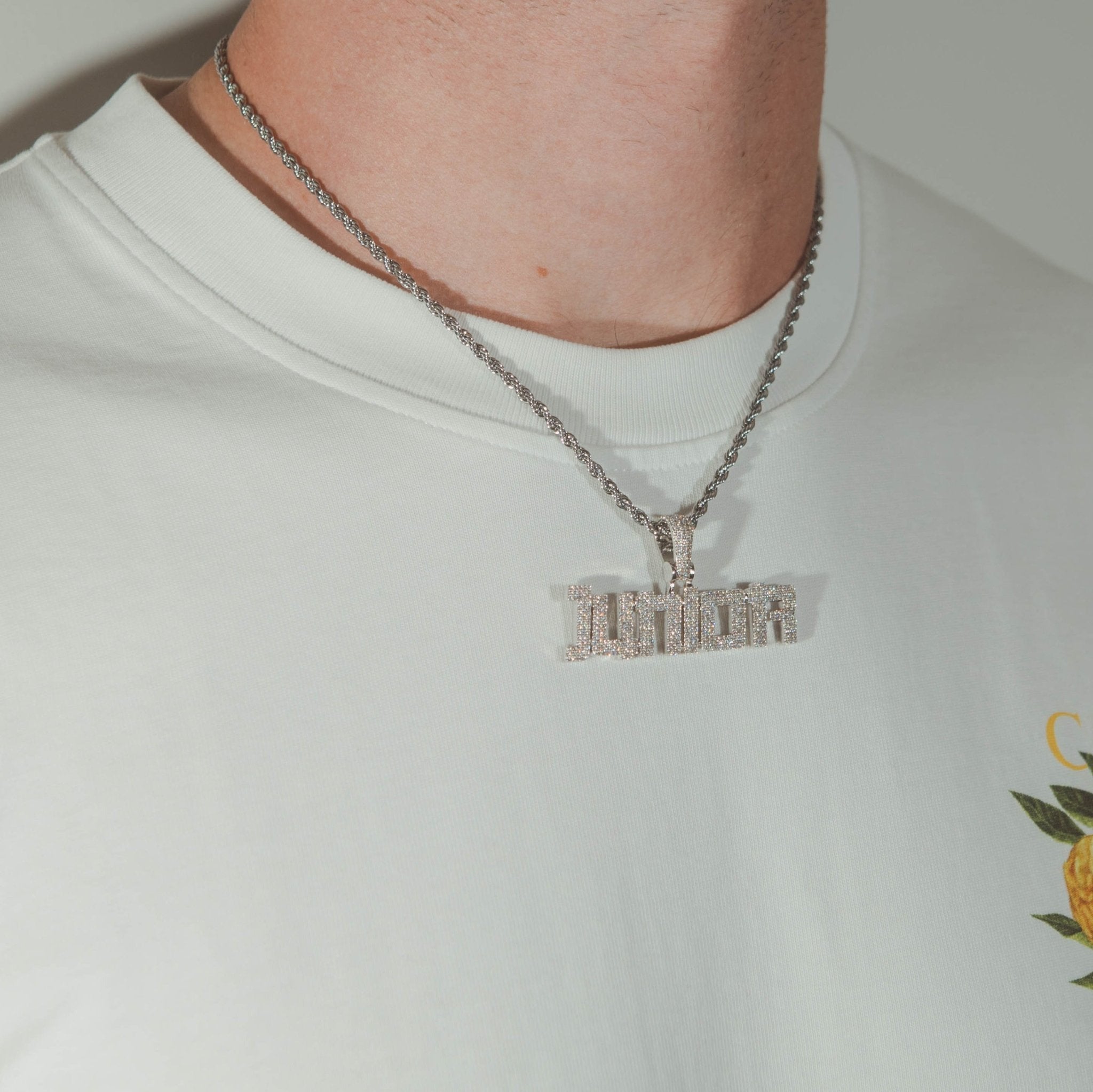 Custom Samurai Font Pendant - White Gold - Cernucci