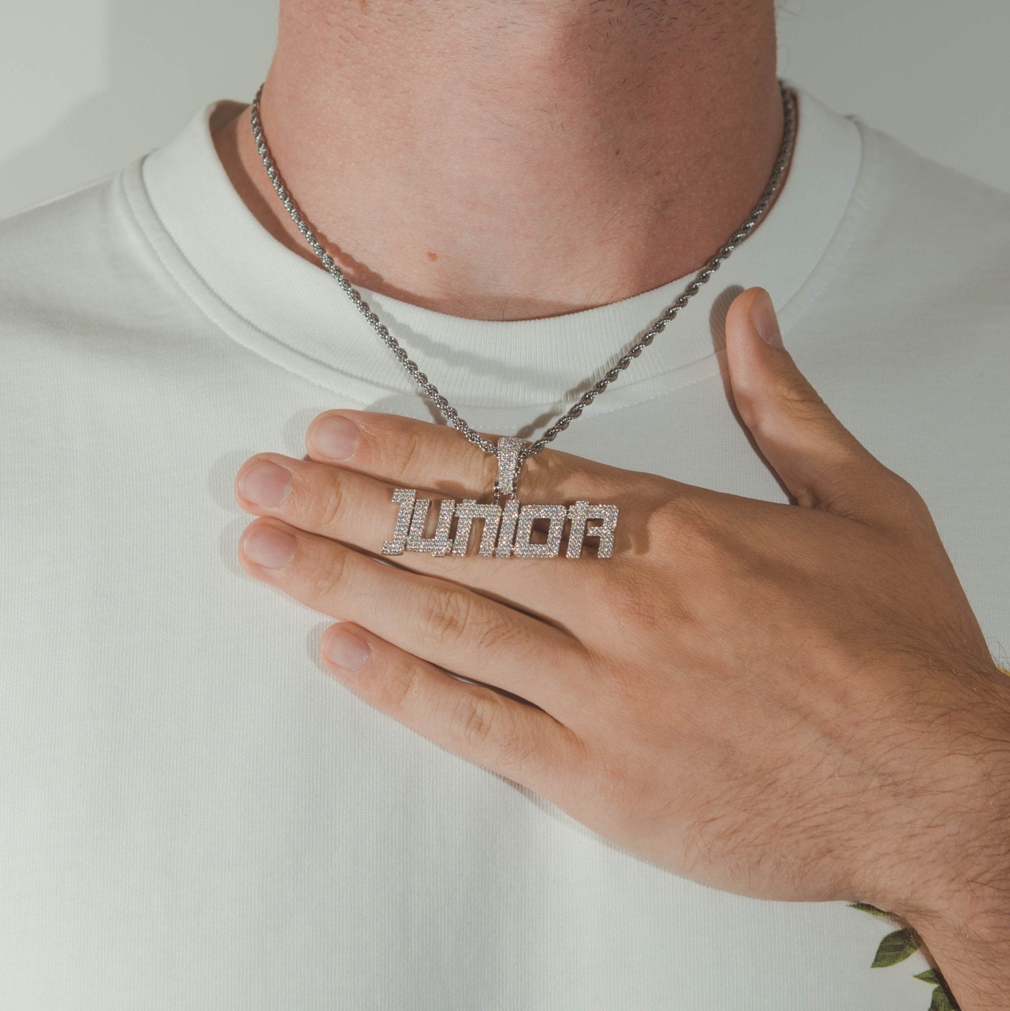 Custom Samurai Font Pendant - White Gold - Cernucci