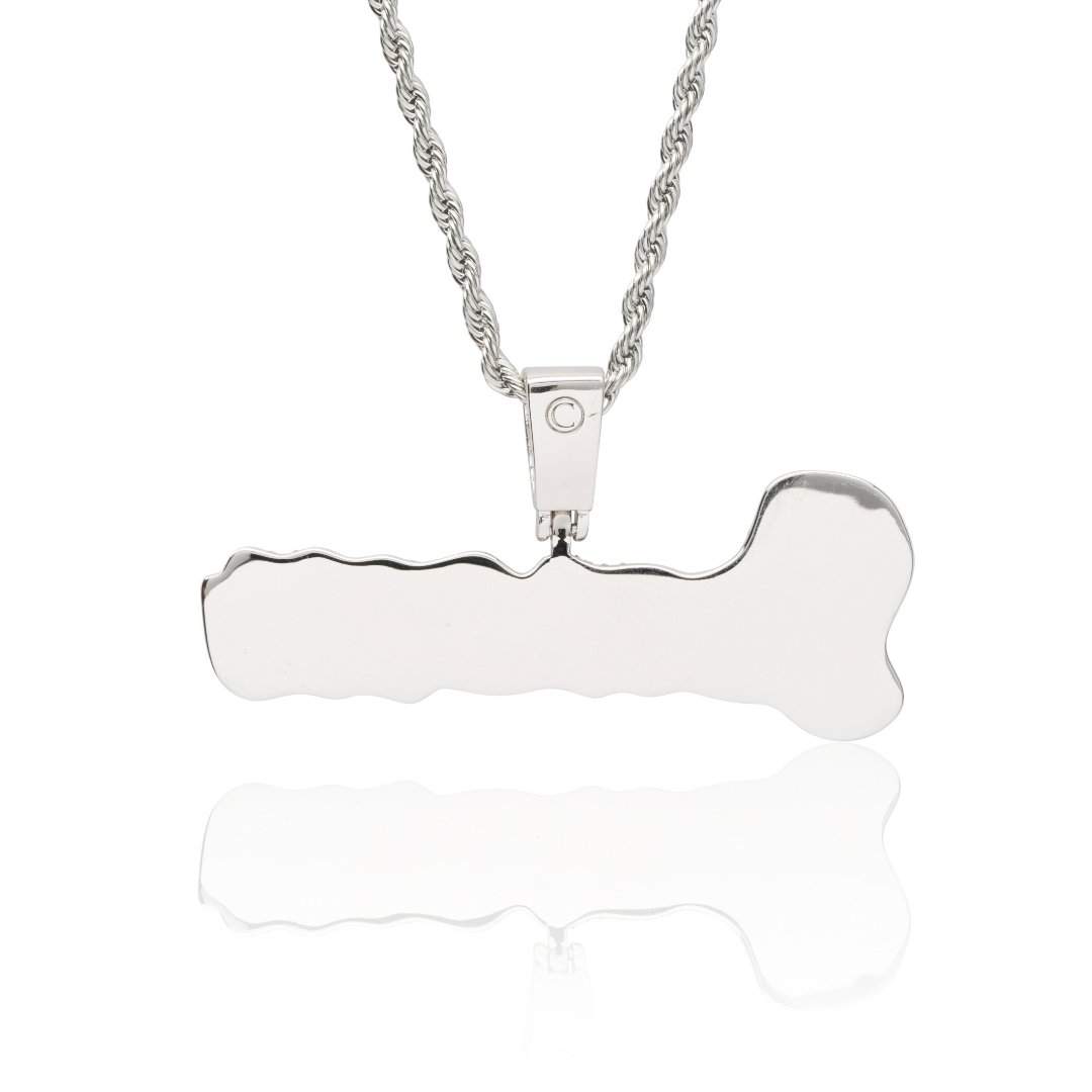 Custom Script Font Pendant - White Gold - Cernucci