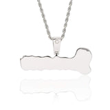 Custom Script Font Pendant - White Gold - Cernucci