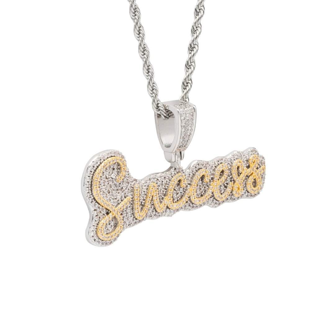 Custom Script Font Pendant - White Gold - Cernucci