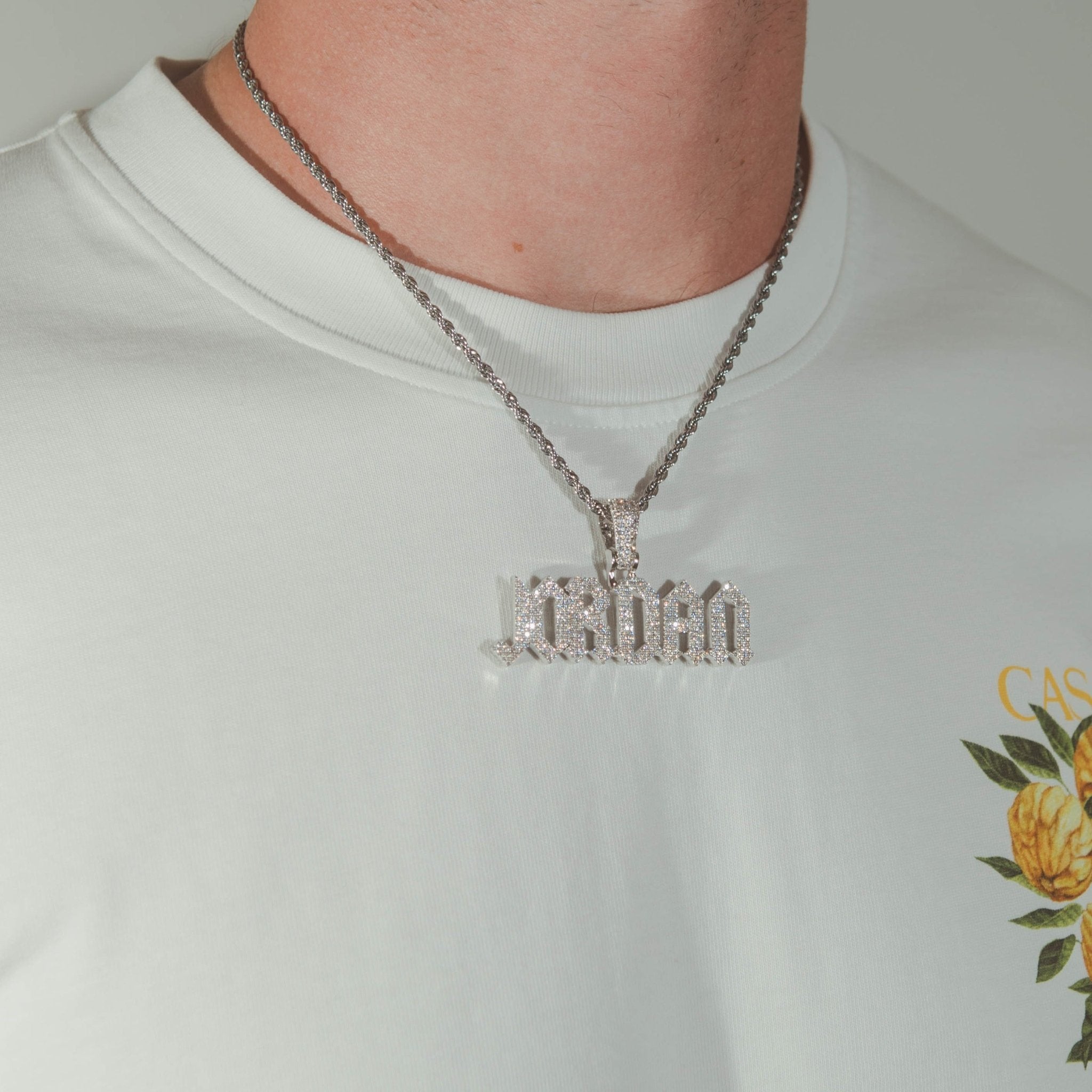 Custom Squealer Font Pendant - White Gold - Cernucci