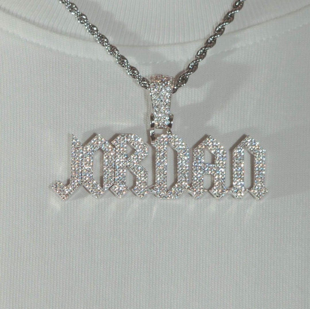 Custom Squealer Font Pendant - White Gold - Cernucci