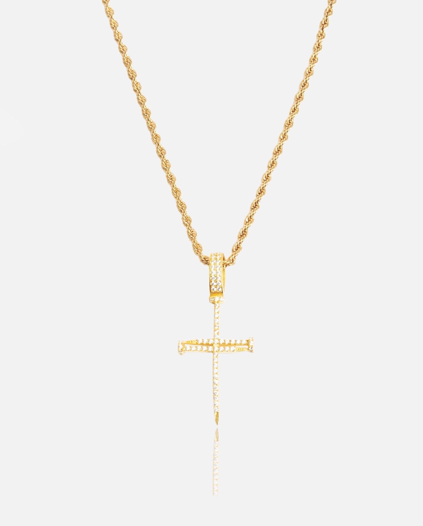Diamond Nail Cross Pendant - Gold - Cernucci