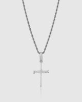 Diamond Nail Cross Pendant - White Gold - Cernucci