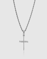 Diamond Nail Cross Pendant - White Gold - Cernucci
