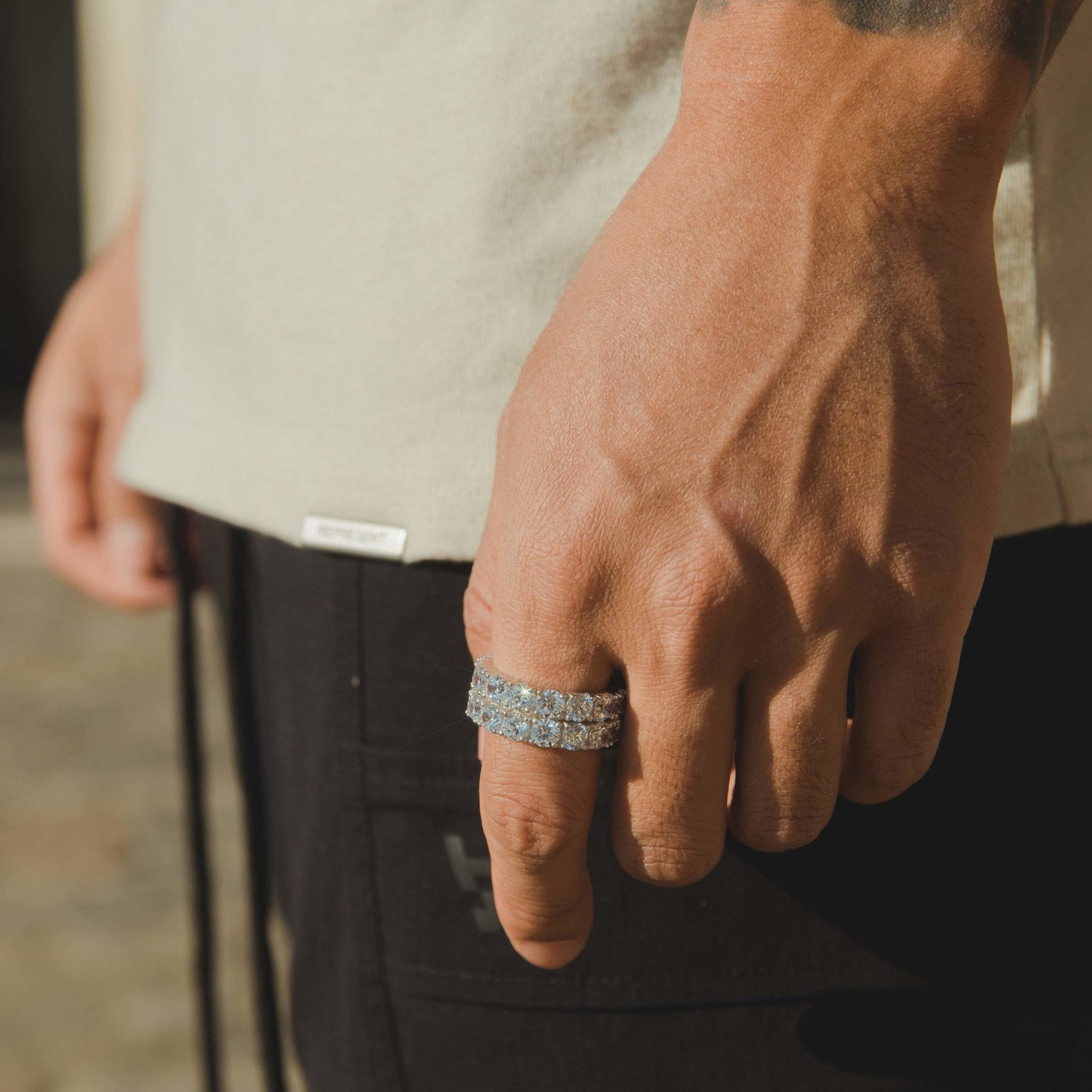 Double Row Diamond Ring - White Gold - Cernucci