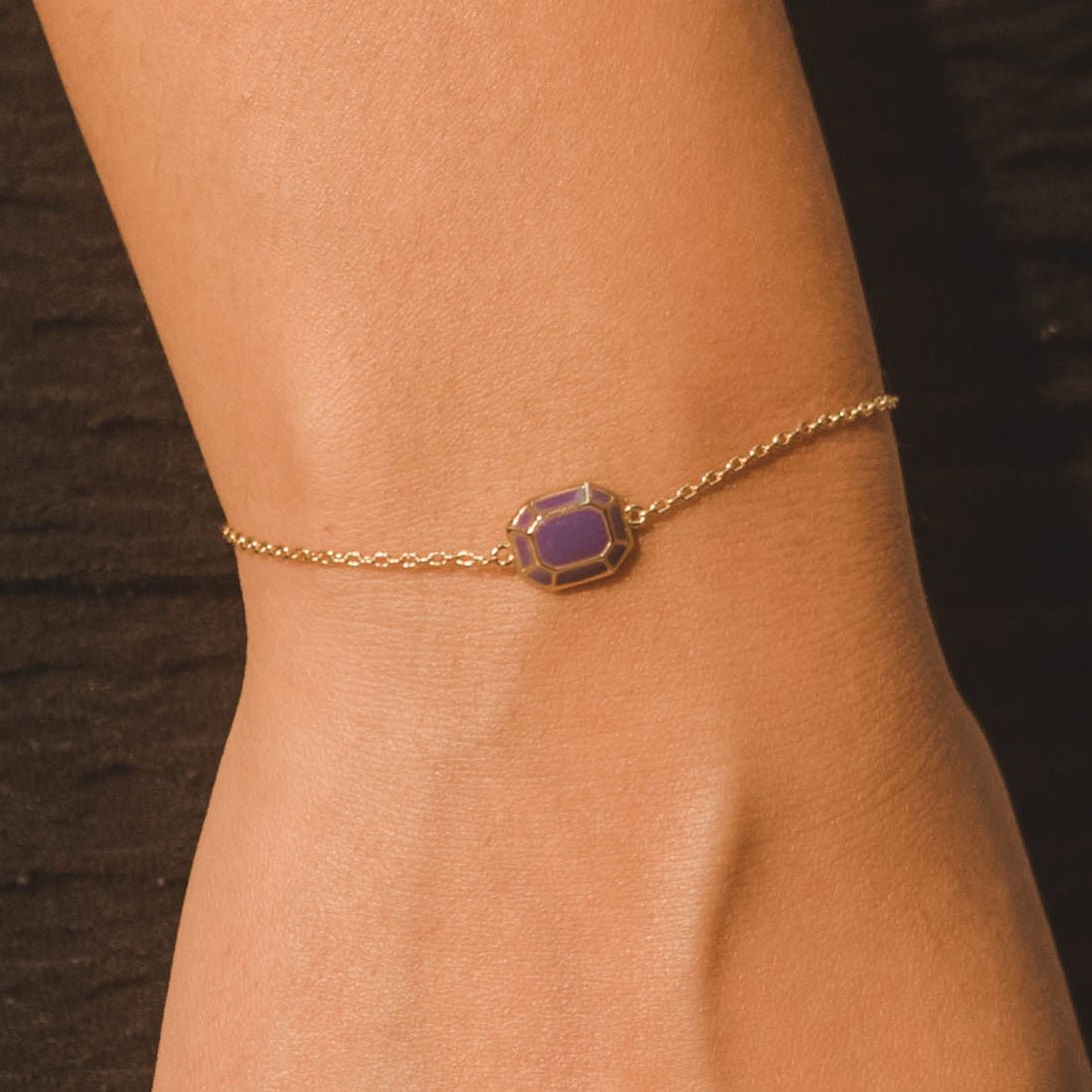 Emerald Cut Charm Bracelet - Purple - Cernucci