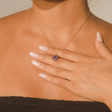 Emerald Cut Charm Necklace - Purple - Cernucci
