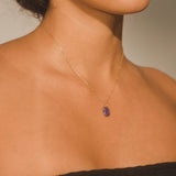 Emerald Cut Charm Necklace - Purple - Cernucci