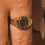 Emerald Cut Signet Ring - Black - Cernucci