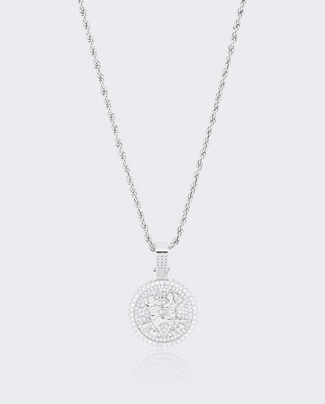 Gemini Zodiac Pendant - White Gold - Cernucci