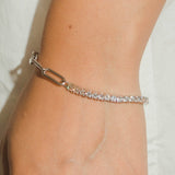 Half Tennis Half Hermes Bracelet - White Gold - Cernucci
