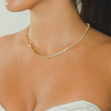 Half Tennis Half Hermes Necklace - Gold - Cernucci