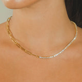 Half Tennis Half Hermes Necklace - Gold - Cernucci
