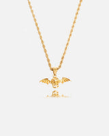 Haunted Skull Wing Pendant - Gold - Cernucci