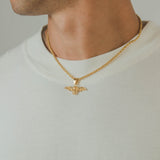 Haunted Skull Wing Pendant - Gold - Cernucci