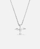 Haunted Skull Wing Pendant - White Gold - Cernucci