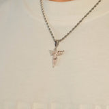 Iced Angel Gun Pendant - White Gold - Cernucci
