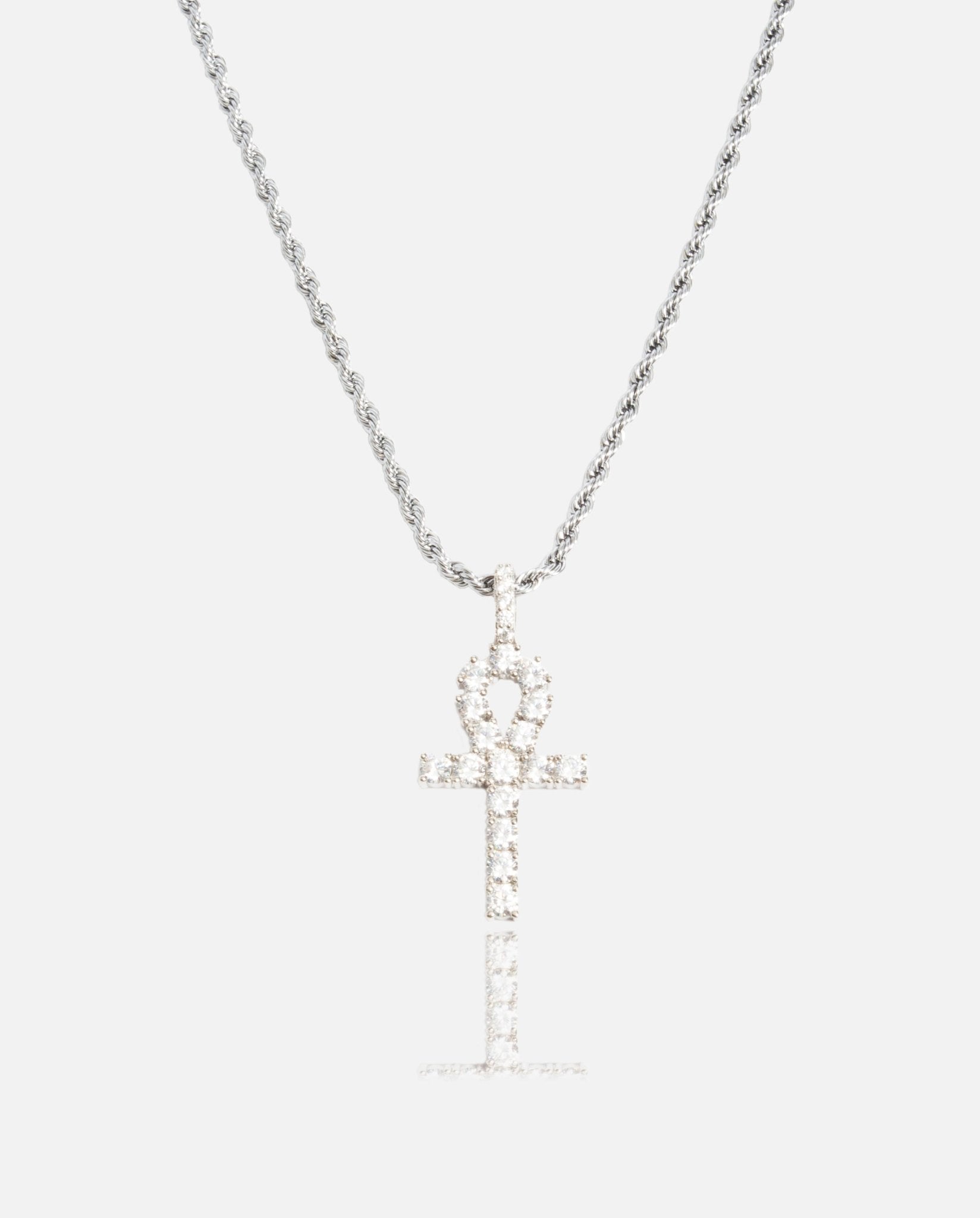 Iced Ankh Pendant - White Gold - Cernucci
