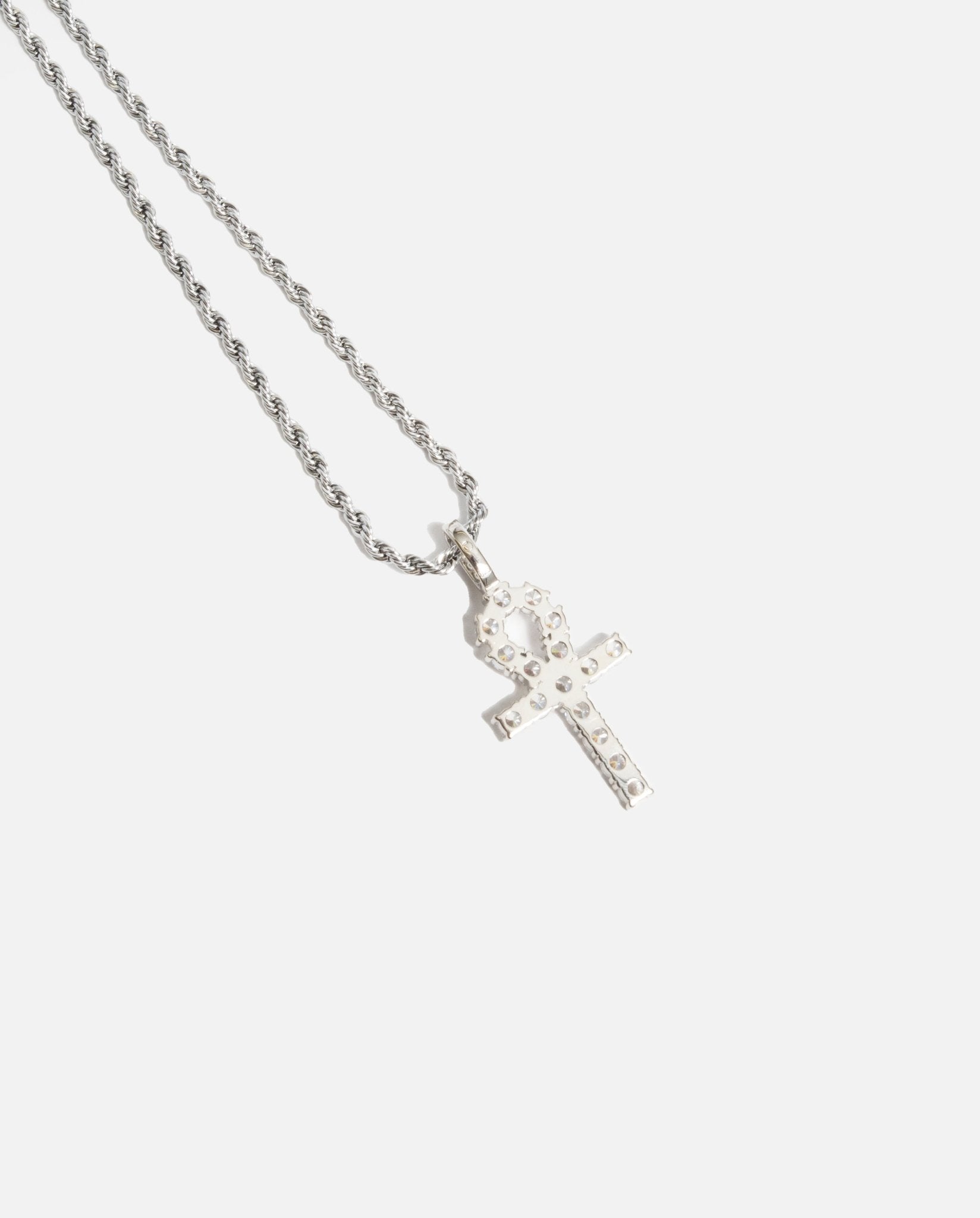 Iced Ankh Pendant - White Gold - Cernucci