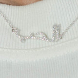 Iced Arabic "Love" Necklace - White Gold - Cernucci