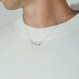 Iced Arabic "Wisdom" Necklace - White Gold - Cernucci
