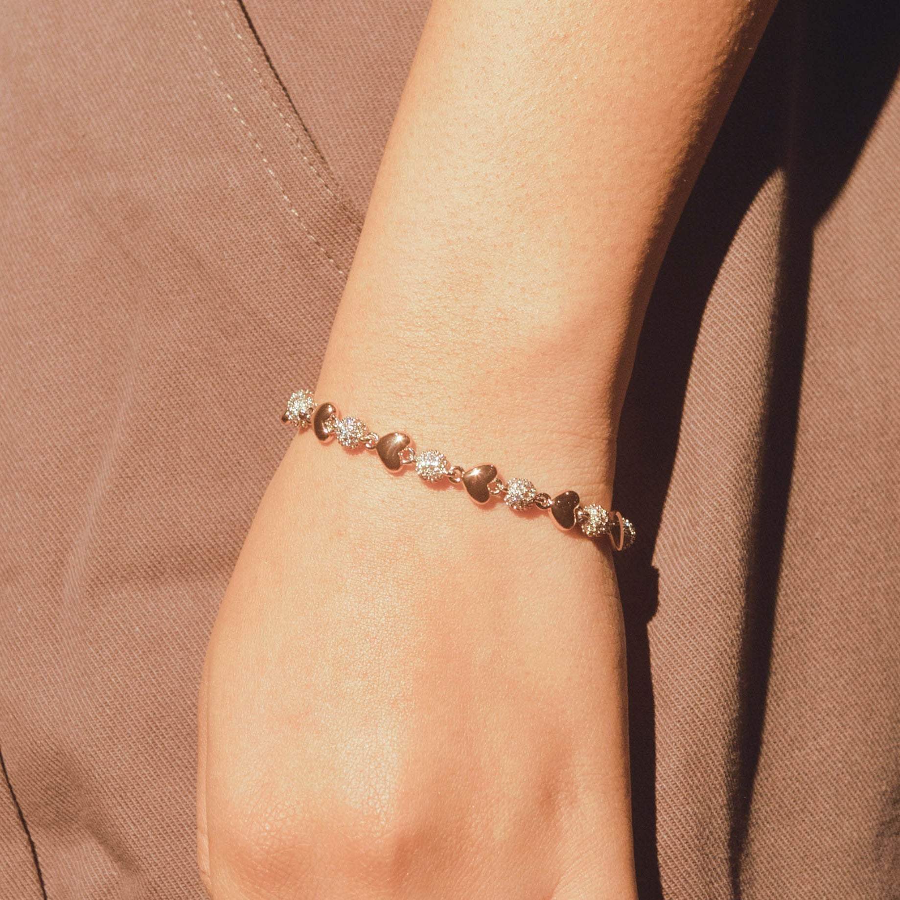 Iced Ball & Heart Bracelet - Cernucci