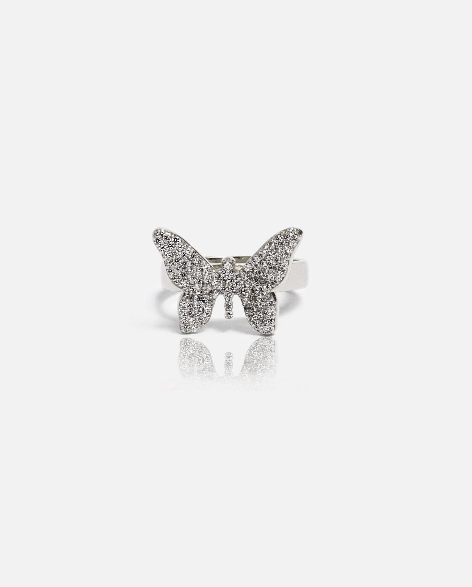 Iced Butterfly Ring - White Gold - Cernucci