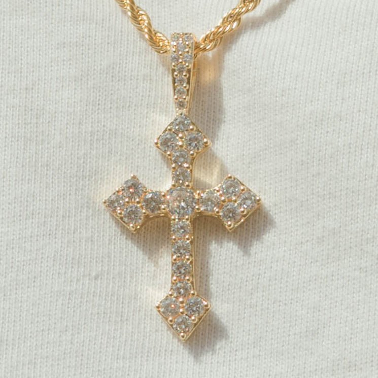Iced Celtic Cross Pendant - Gold - Cernucci