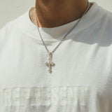 Iced Celtic Cross Pendant - White Gold - Cernucci