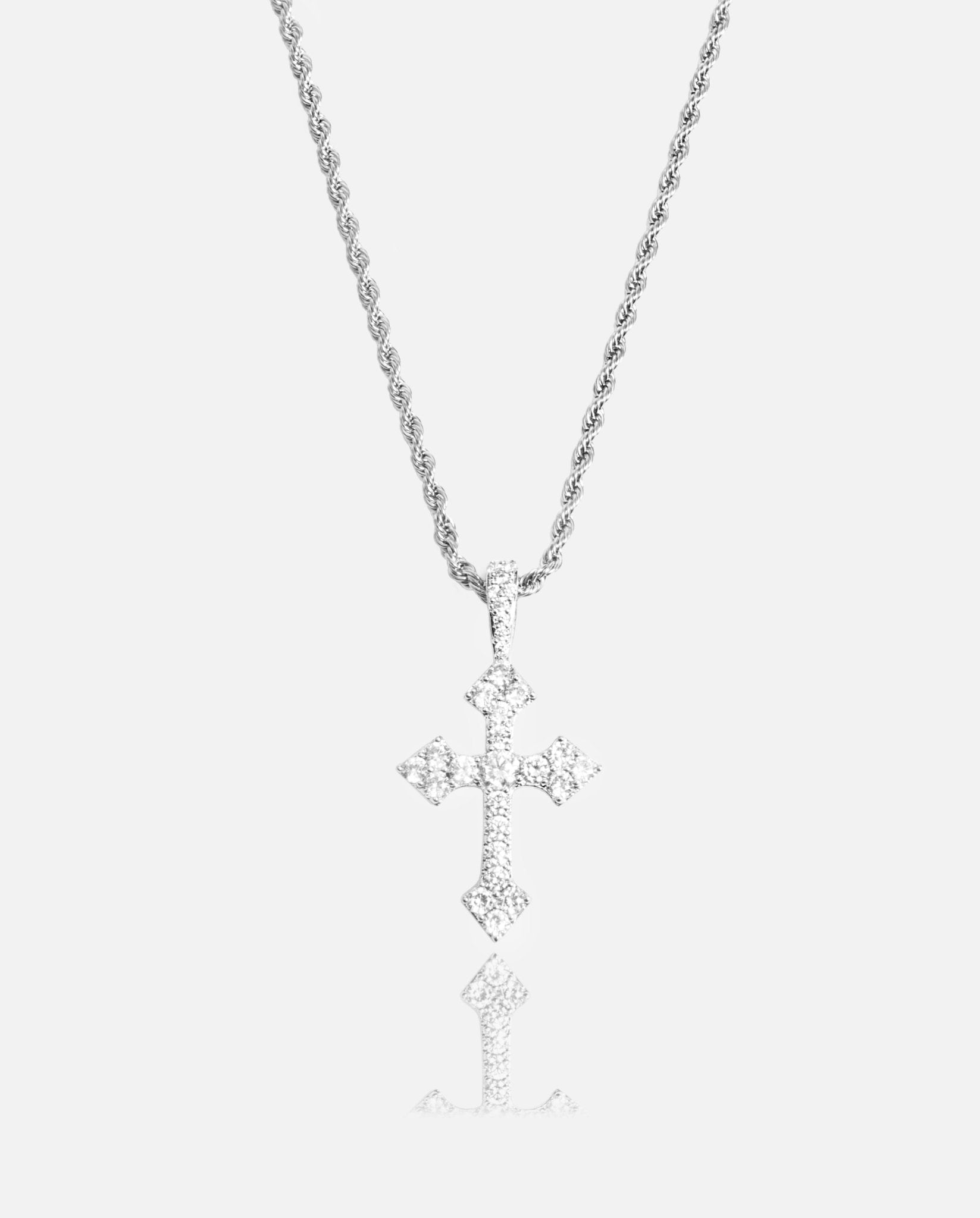 Iced Celtic Cross Pendant - White Gold - Cernucci