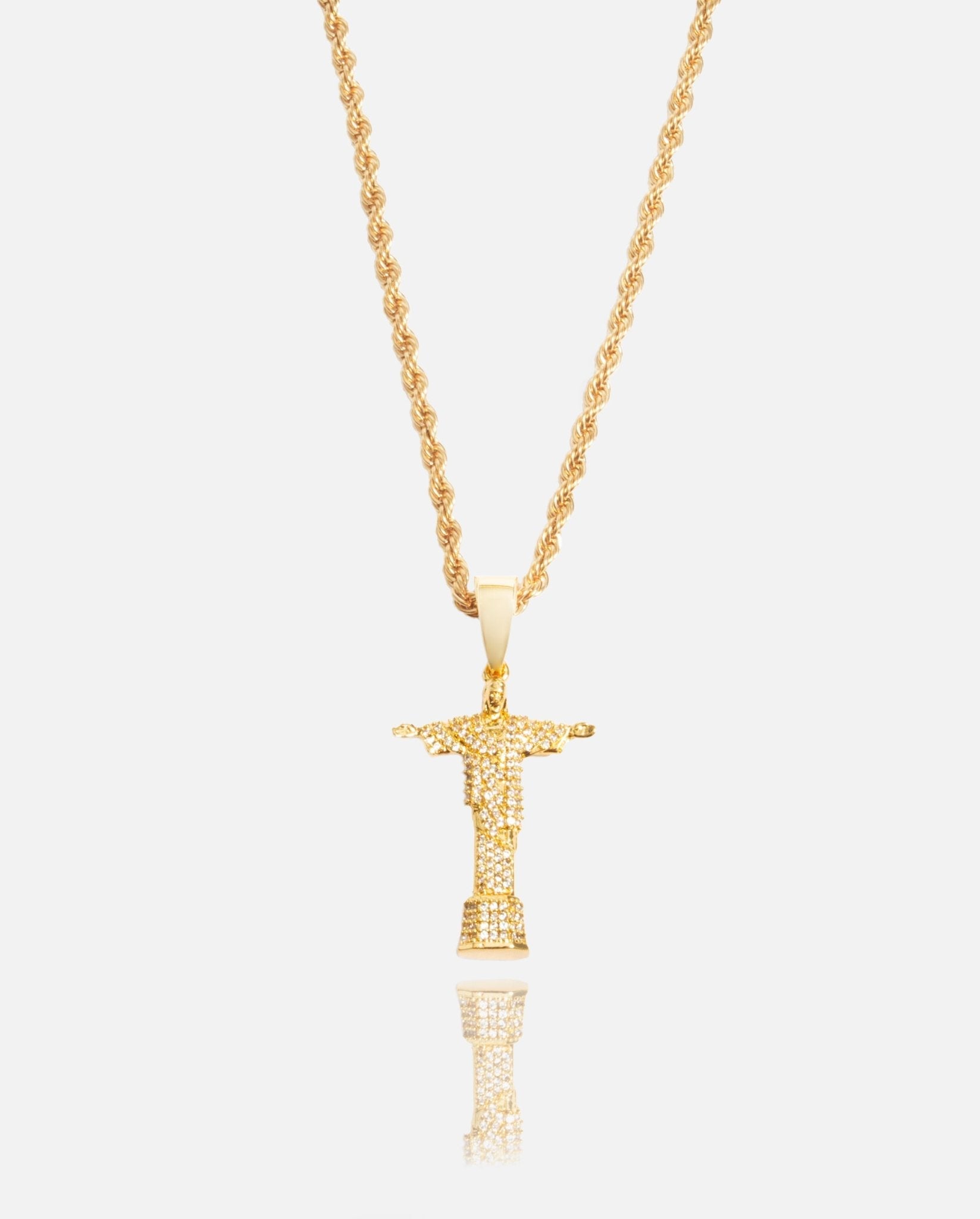 Iced Christ the Redeemer Pendant - Gold - Cernucci