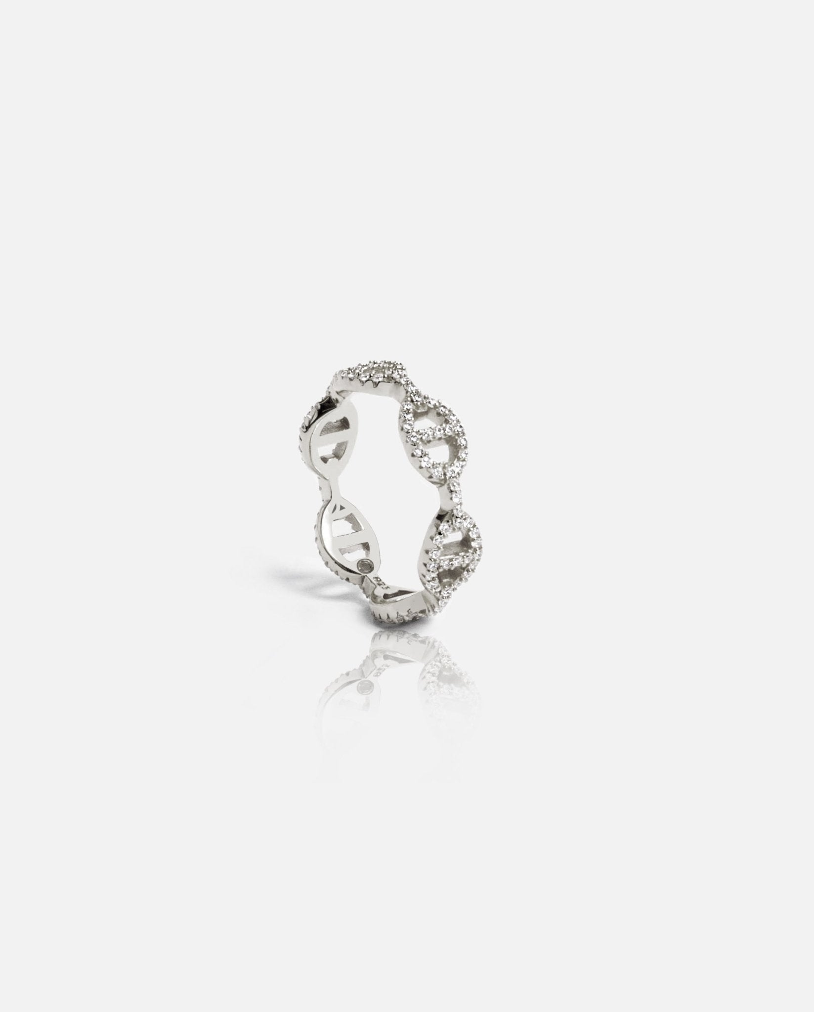 Iced Coffee Bean Ring - White Gold - Cernucci