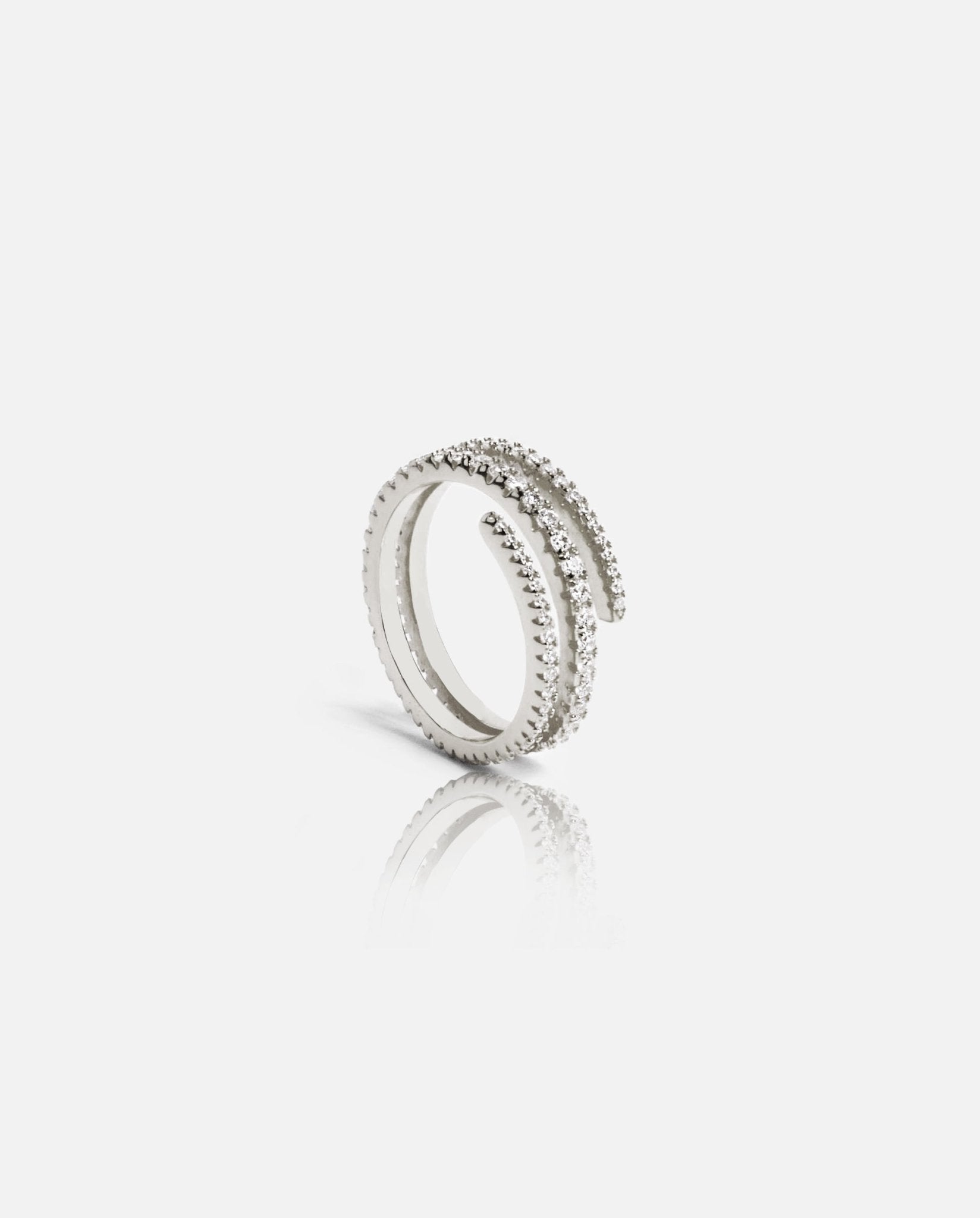 Iced Coil Ring - White Gold - Cernucci
