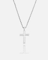 Iced Cross Pendant - White Gold - Cernucci