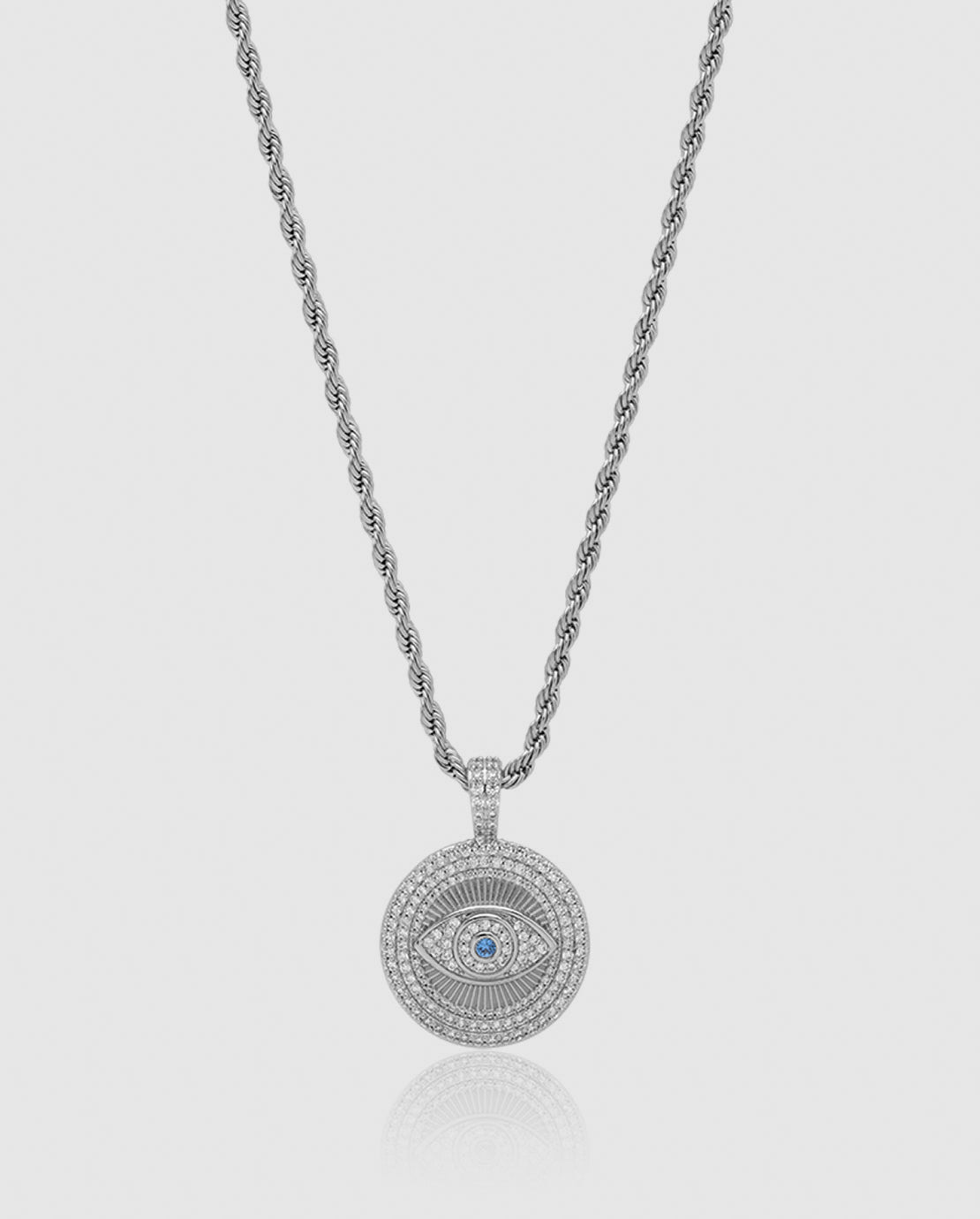 Iced Eye Pendant - White Gold - Cernucci