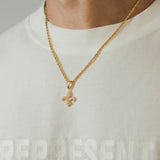 Iced Fleur-de-lis Pendant - Gold - Cernucci
