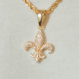 Iced Fleur-de-lis Pendant - Gold - Cernucci