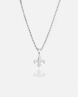 Iced Fleur-de-lis Pendant - White Gold - Cernucci