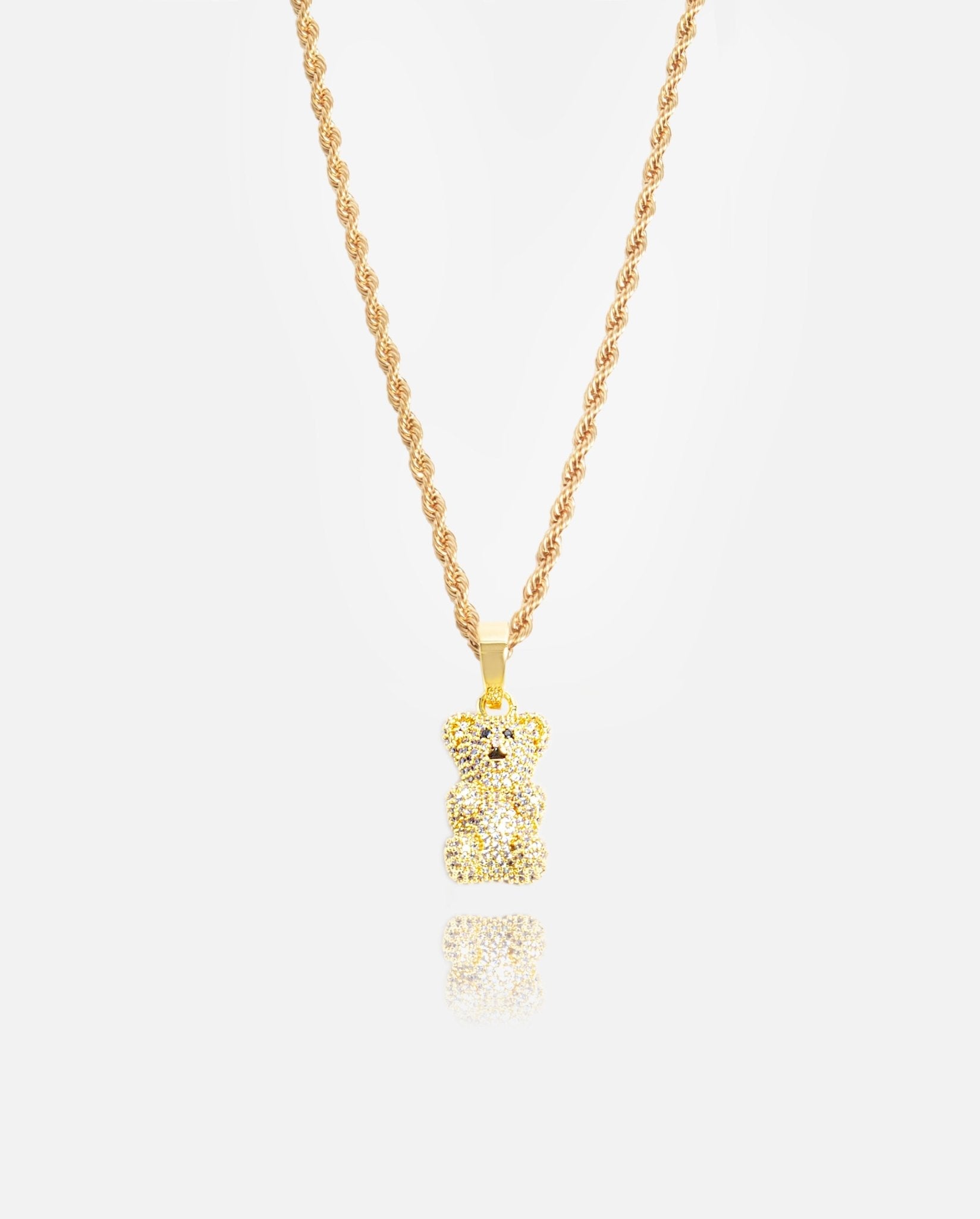 Iced Gummy Bear Pendant - Gold - Cernucci