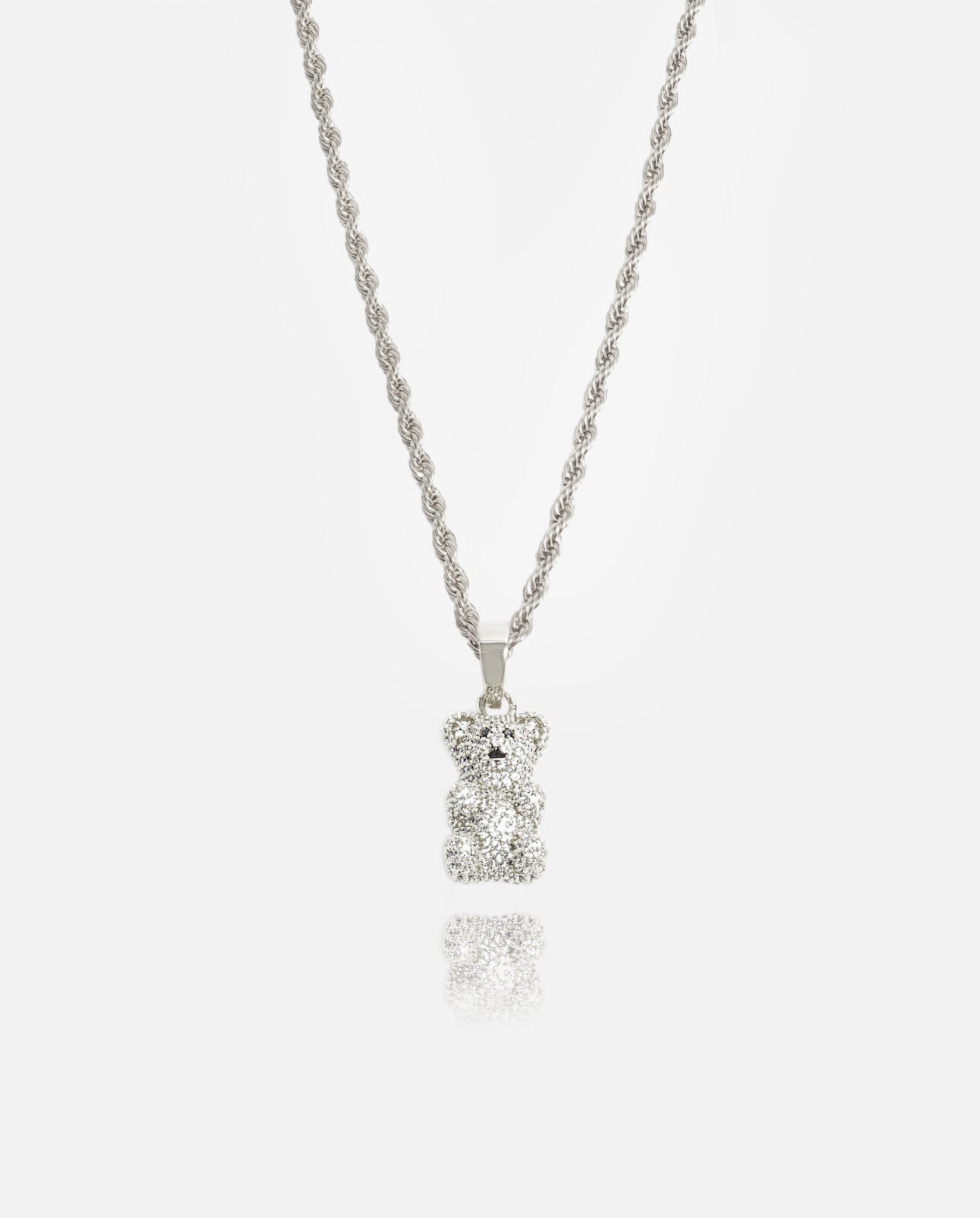 Iced Gummy Bear Pendant - White Gold - Cernucci