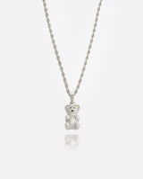 Iced Gummy Bear Pendant - White Gold - Cernucci