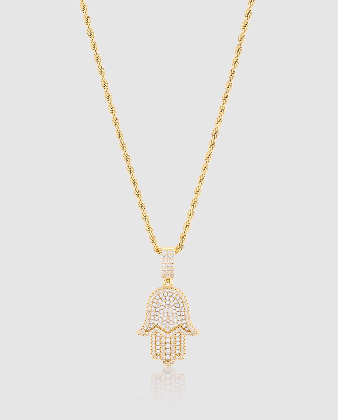 Iced Hamsa Pendant - Gold - Cernucci