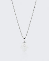 Iced Hamsa Pendant - White Gold - Cernucci