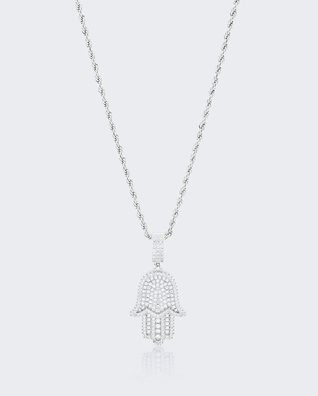 Iced Hamsa Pendant - White Gold - Cernucci