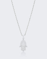 Iced Hamsa Pendant - White Gold - Cernucci