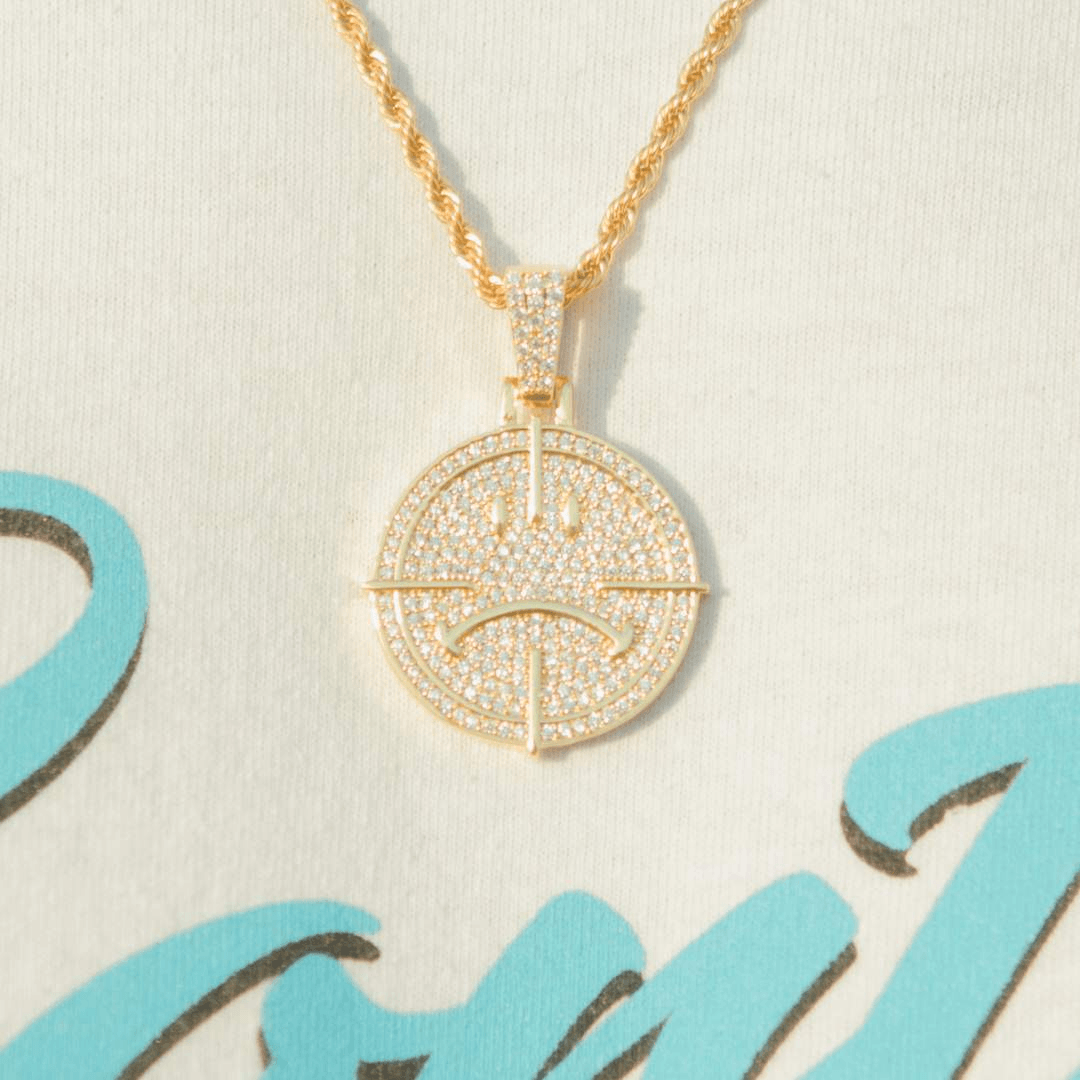 Iced Happy & Sad Pendant - Gold - Cernucci