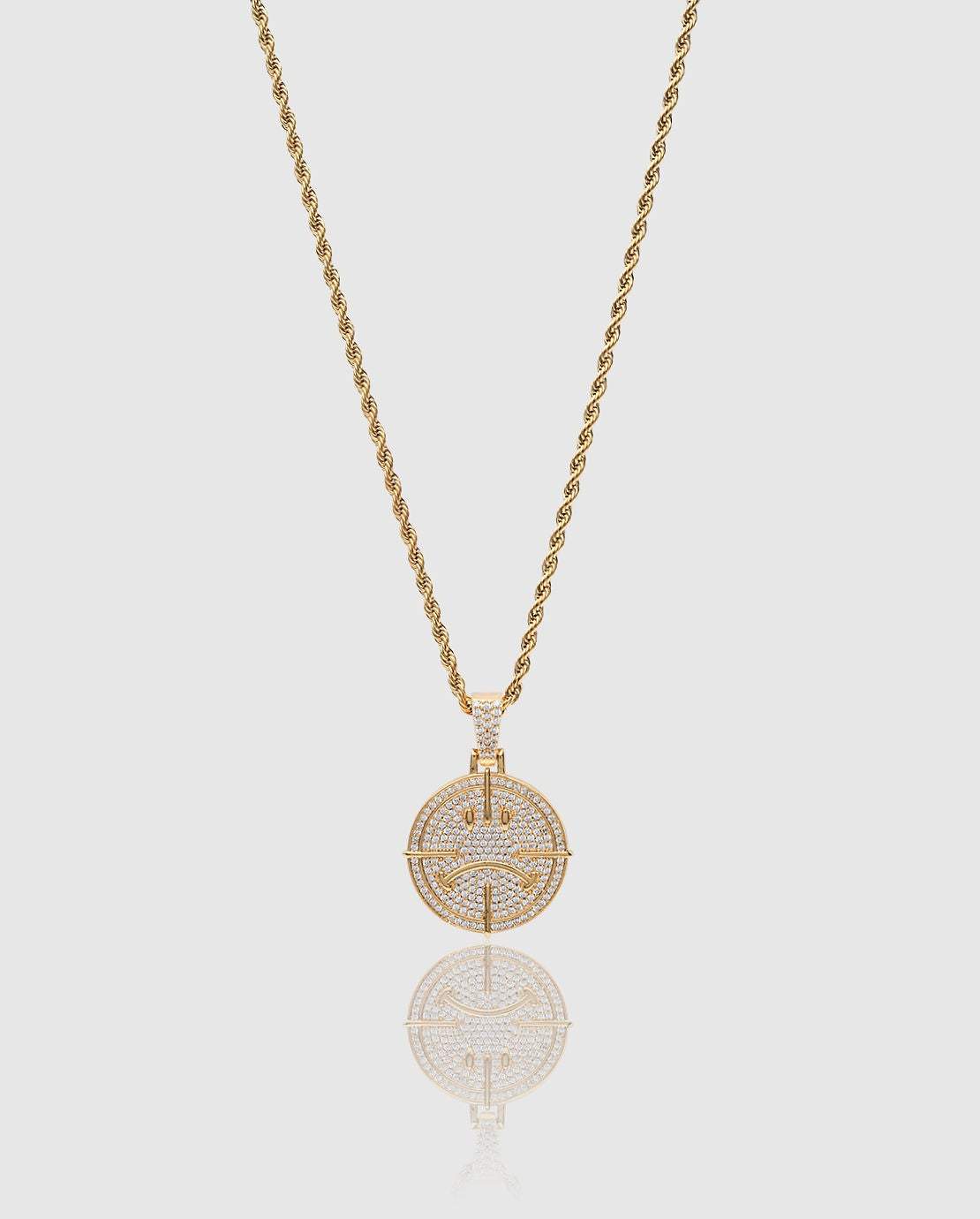 Iced Happy & Sad Pendant - Gold - Cernucci