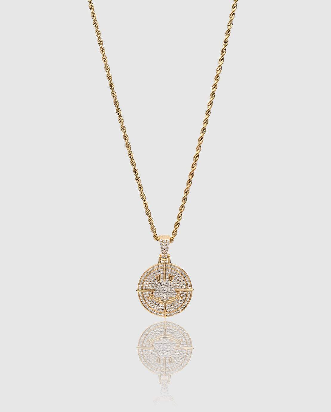 Iced Happy & Sad Pendant - Gold - Cernucci
